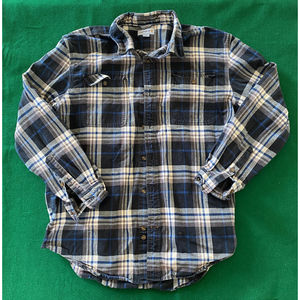 Carhartt Mens Heavyweight Flannel Long Sleeve Blue White Gray XL